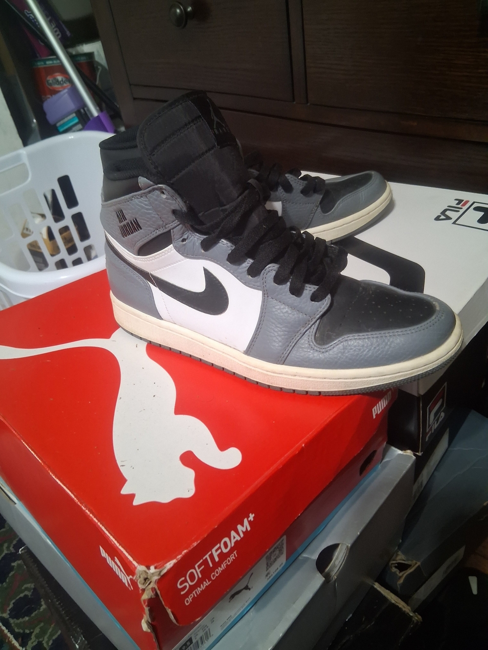 Jordan High-Top Sneakers - Gray / White / Black